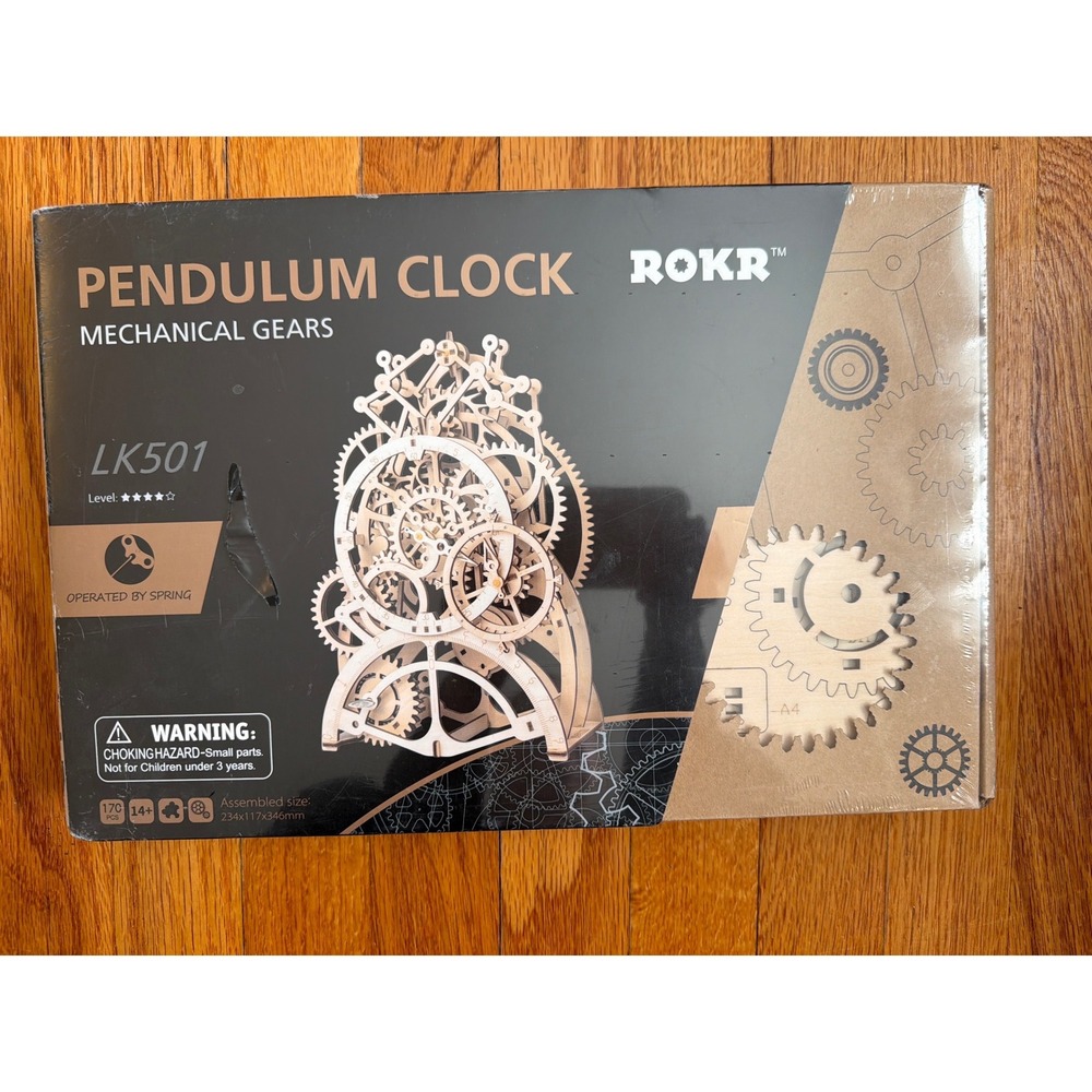 ROKR Pendulum Clock Mechanical Gears LK501 3D Wooden Puzzle DIY Kit New